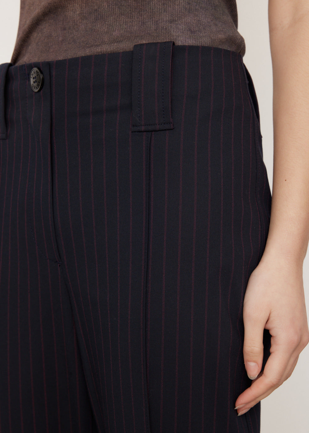 Stretch Stripe Bootcut Mid Waist Pants