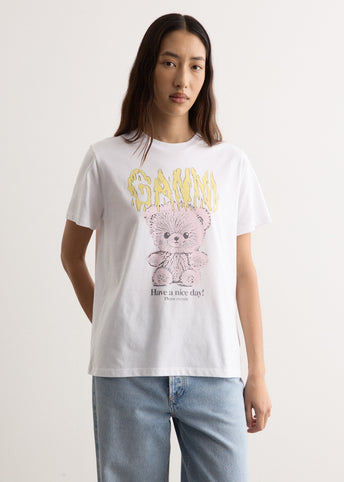 [GANNI]★Basic Jersey Teddy Relaxed T-shirt Phantom Black Basic Jersey Teddy Relaxed T-shirt | GANNI PL