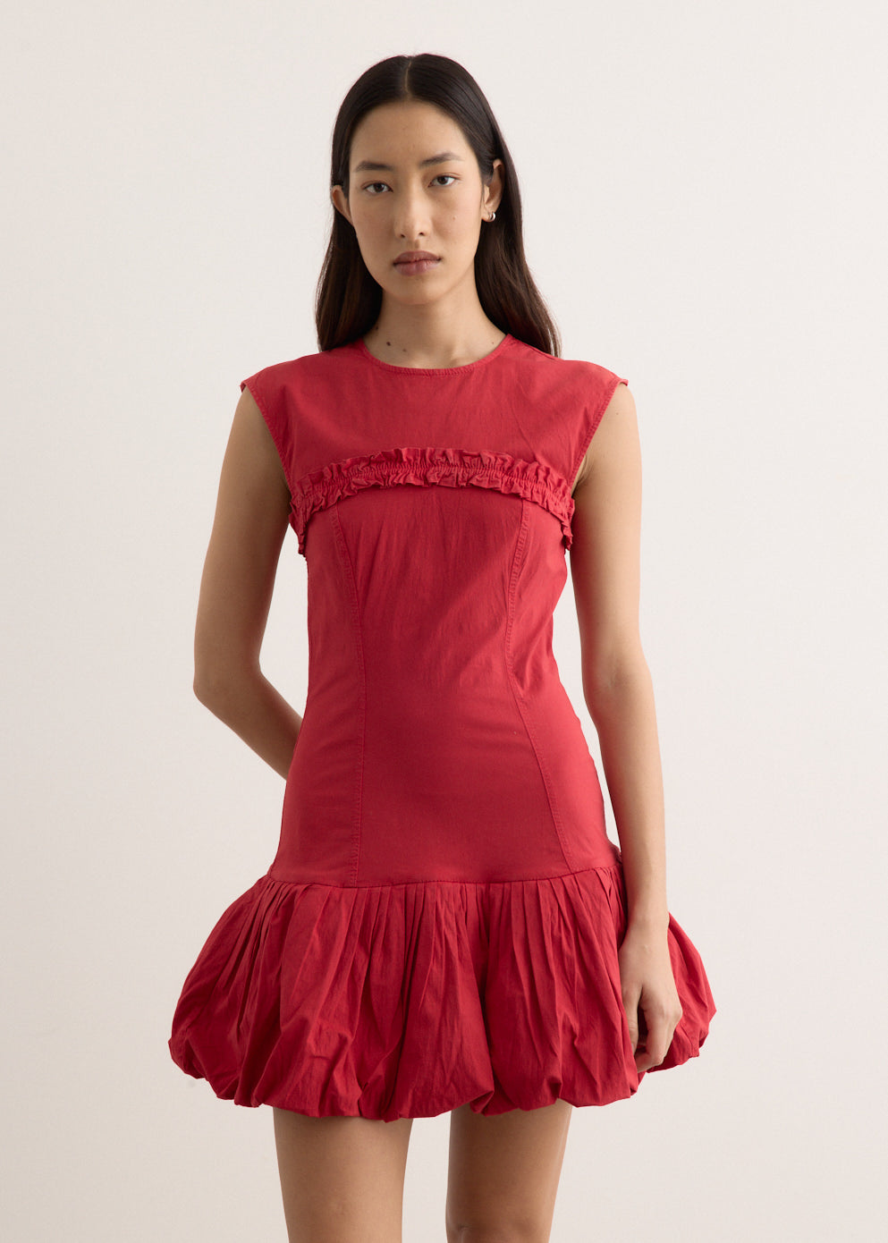 Washed Stretch Cotton Corset Mini Dress