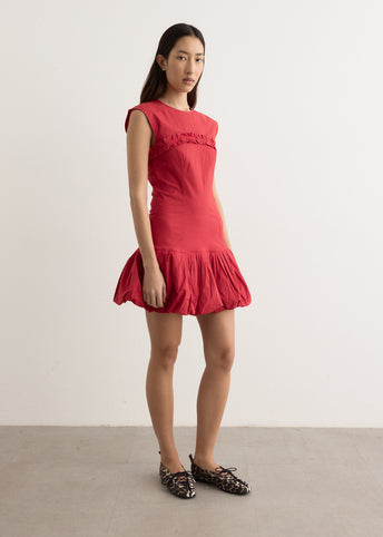 Washed Stretch Cotton Corset Mini Dress