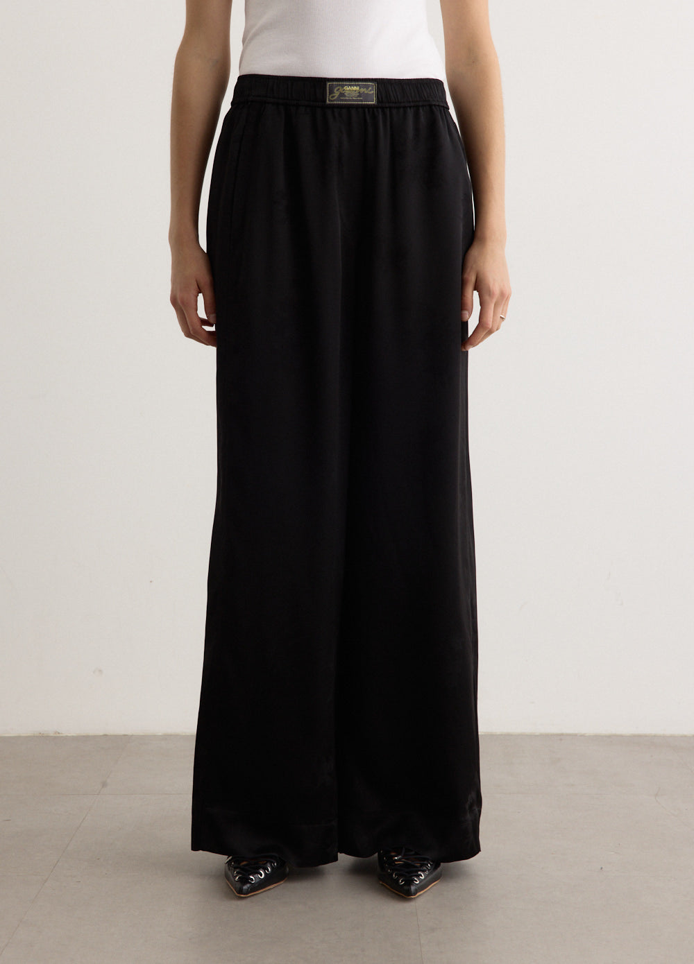 Fluid Satin Jacquard Elasticated Pants