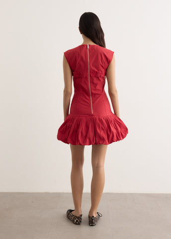 Washed Stretch Cotton Corset Mini Dress