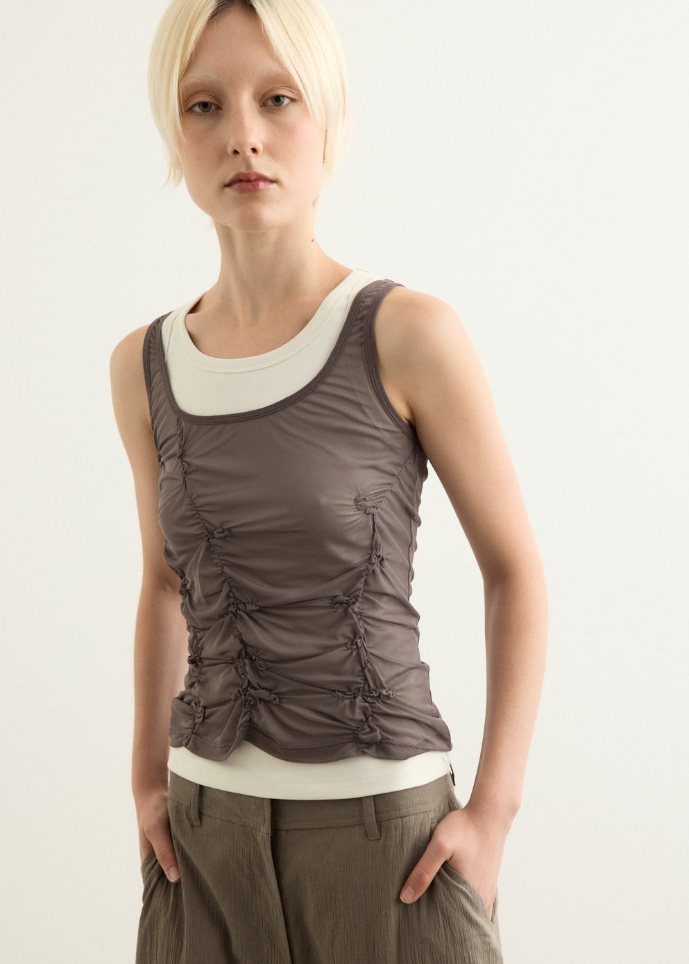 Horizon Double Layer Ruched Tank