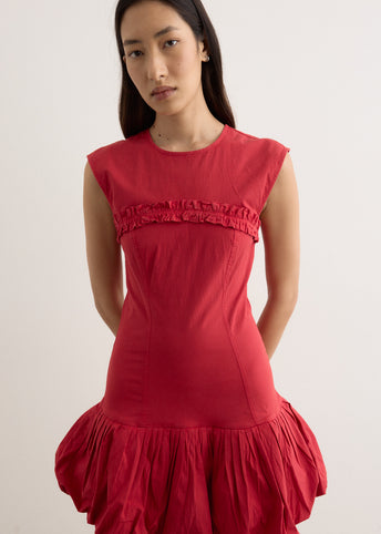 Washed Stretch Cotton Corset Mini Dress