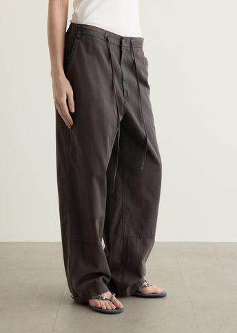 Washed Cotton Wide Pants