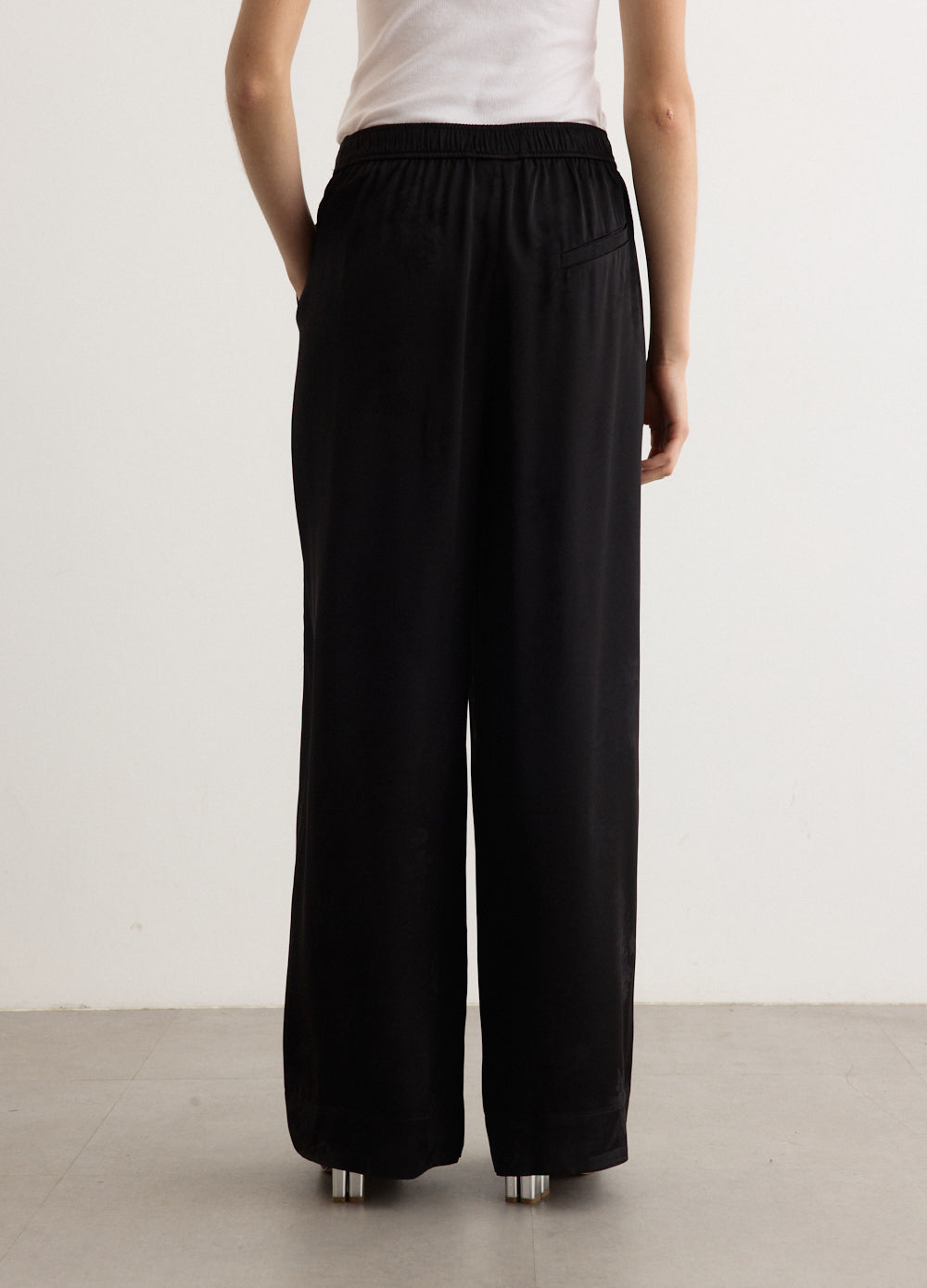 Fluid Satin Jacquard Elasticated Pants