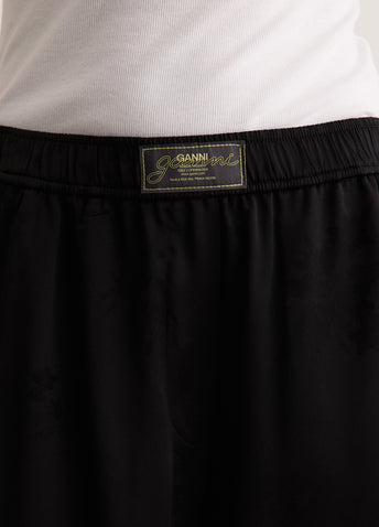 Fluid Satin Jacquard Elasticated Pants