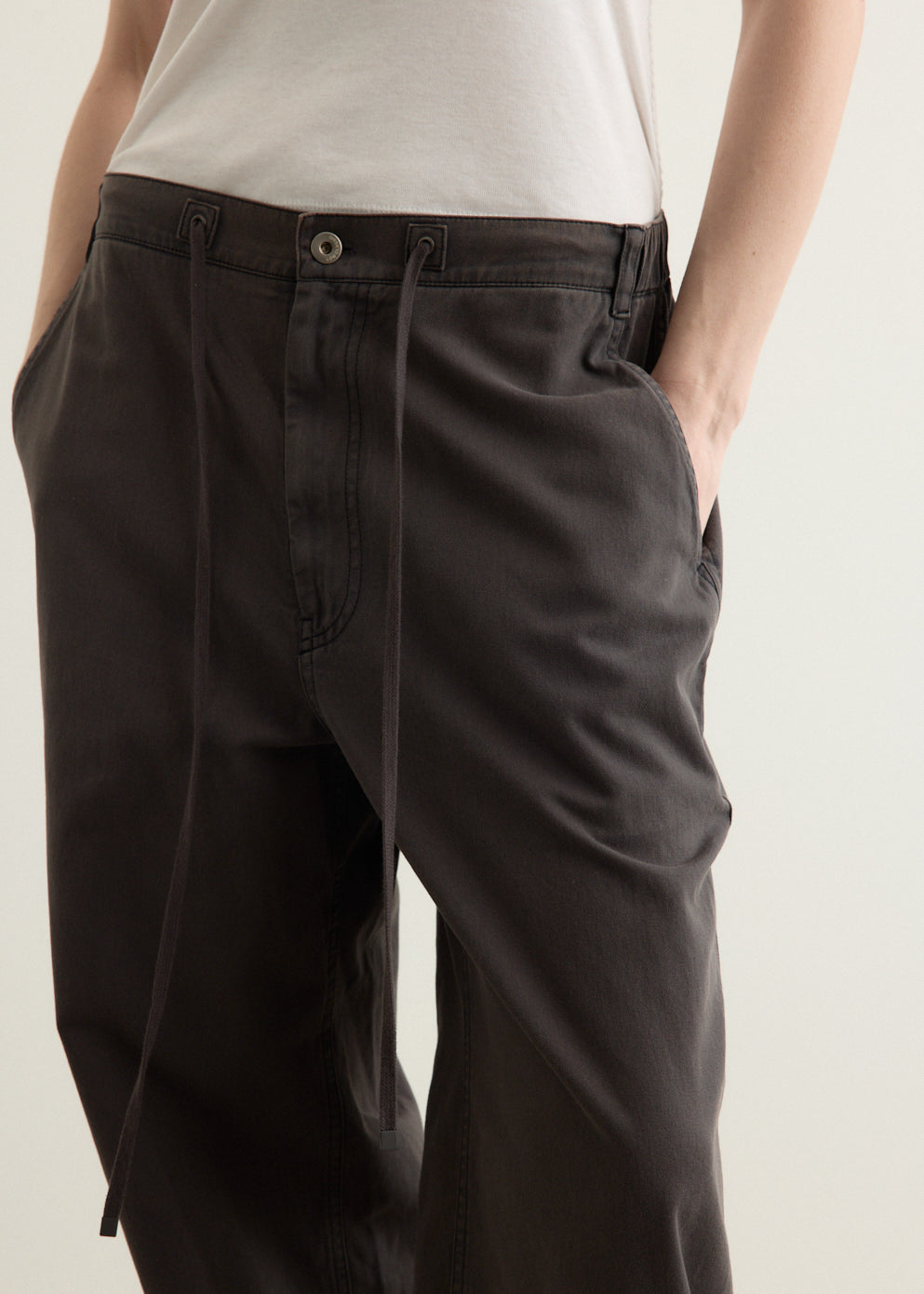 Washed Cotton Wide Pants