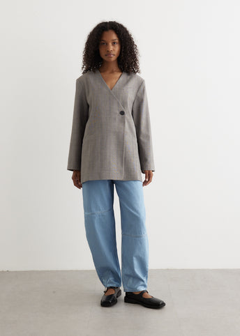 Herringbone Suiting Boxy Blazer