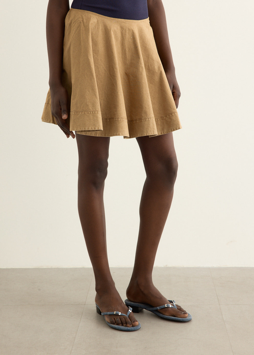 Washed Stretch Cotton Mini Circle Skirt