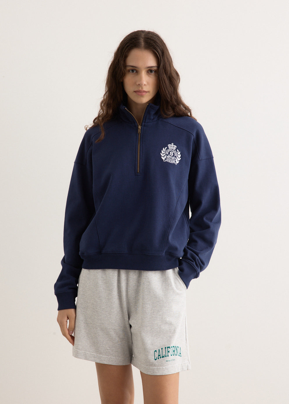 H&W Crest Embroidered Quarter Zip