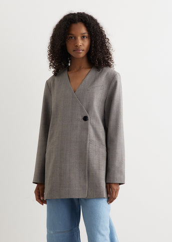 Herringbone Suiting Boxy Blazer