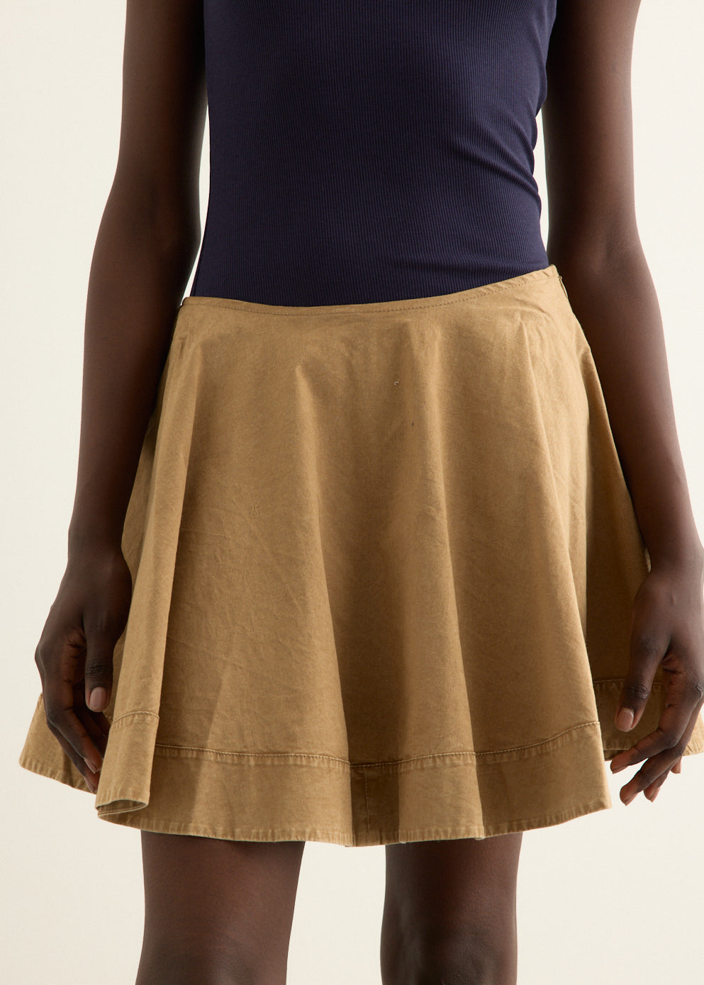 Washed Stretch Cotton Mini Circle Skirt