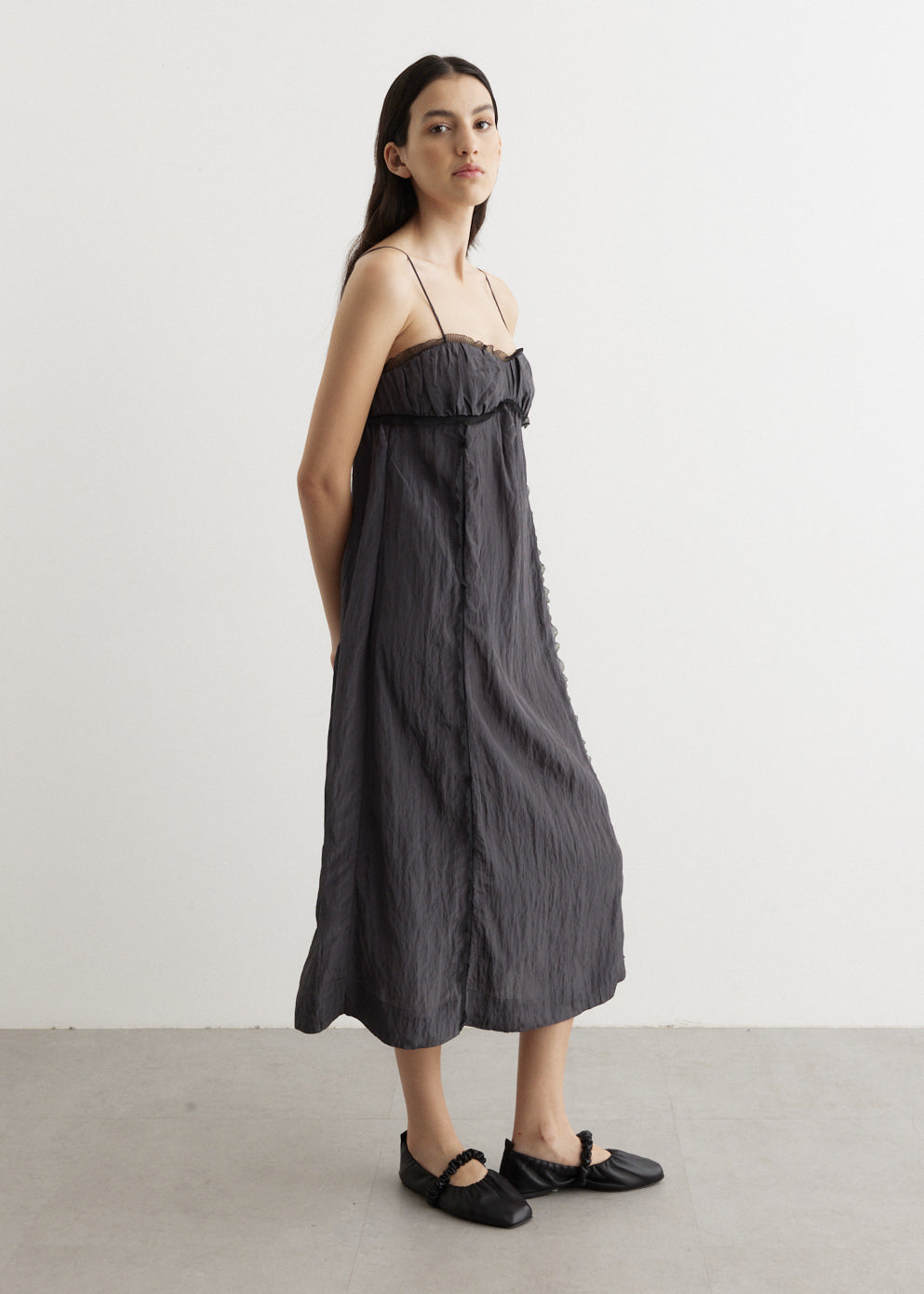 Shiny Tech Strap Midi Dress1