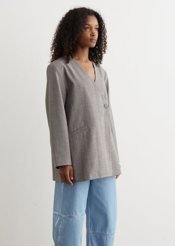 Herringbone Suiting Boxy Blazer
