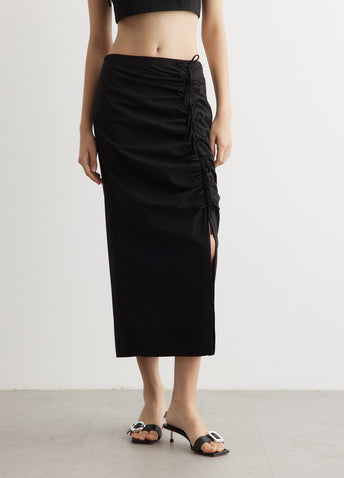Drapey Melange Midi Skirt