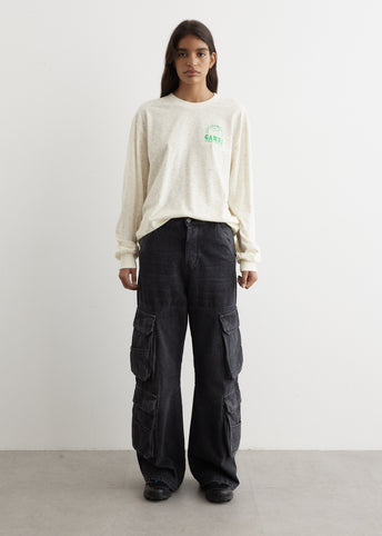 Melange Dotted Relaxed Long-Sleeve T-Shirt