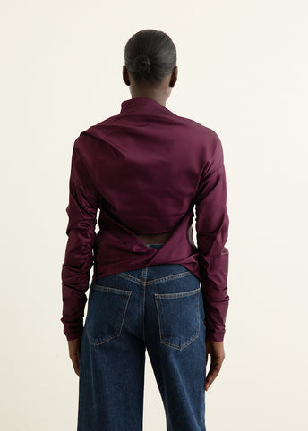 Technical Stretch Satin Ruched Top