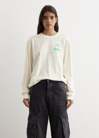 Melange Dotted Relaxed Long-Sleeve T-Shirt