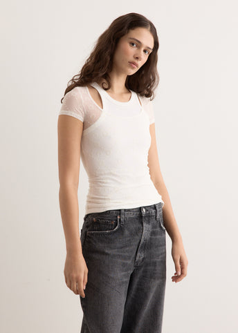 Recycled Mesh Flock Open Neck Top