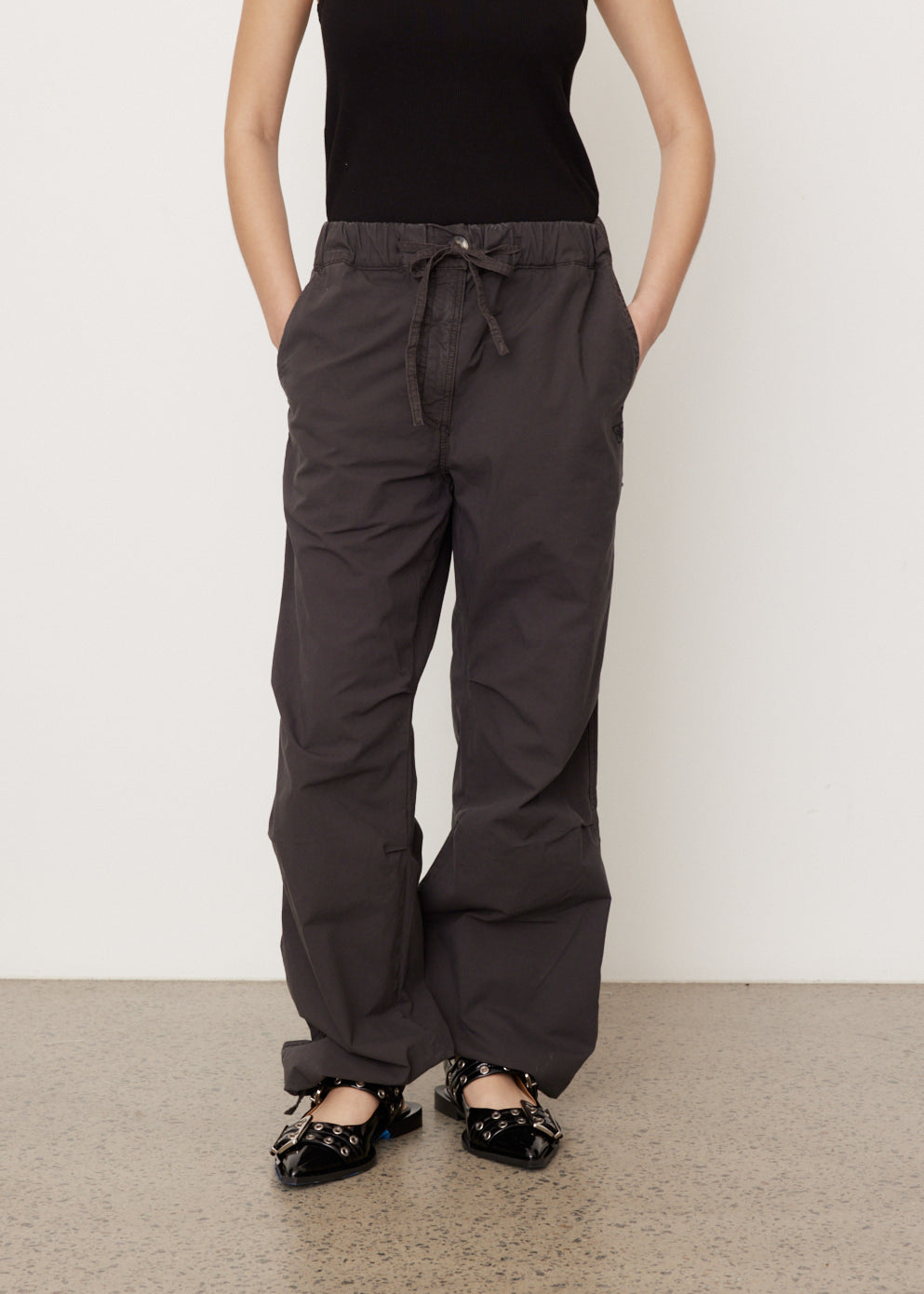 Washed Cotton Canvas Drawstring Pants