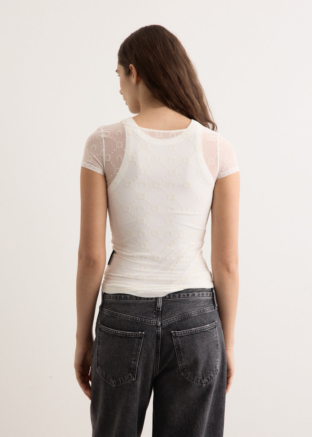 Recycled Mesh Flock Open Neck Top