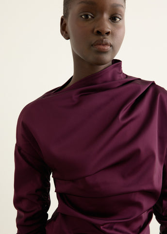 Technical Stretch Satin Ruched Top