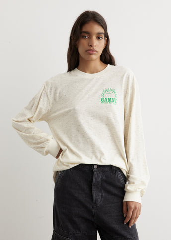 Melange Dotted Relaxed Long-Sleeve T-Shirt