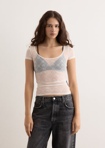 Recycled Mesh Flock Open Neck Top