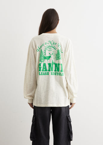 Melange Dotted Relaxed Long-Sleeve T-Shirt