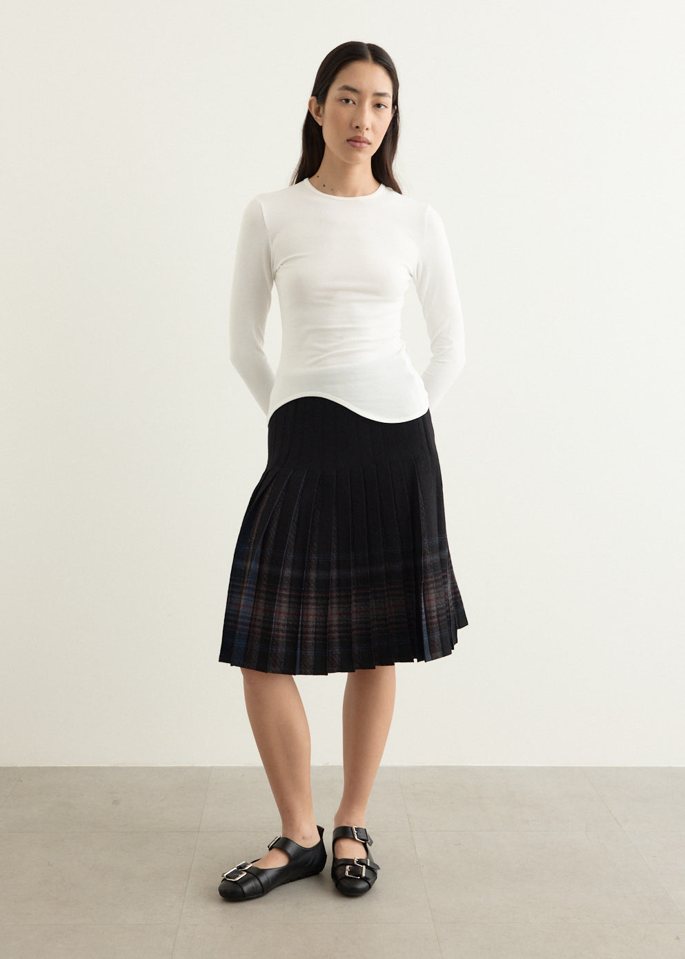Reversible Wool Pleats Skirt