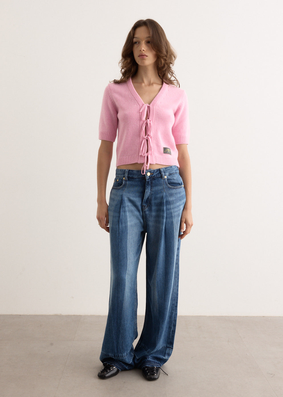 Light Denim Pleated Jeans