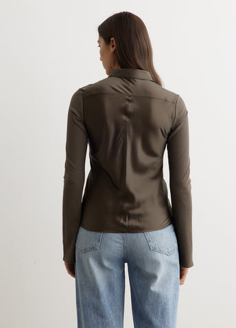 Ribbed Mix Media Button Down
