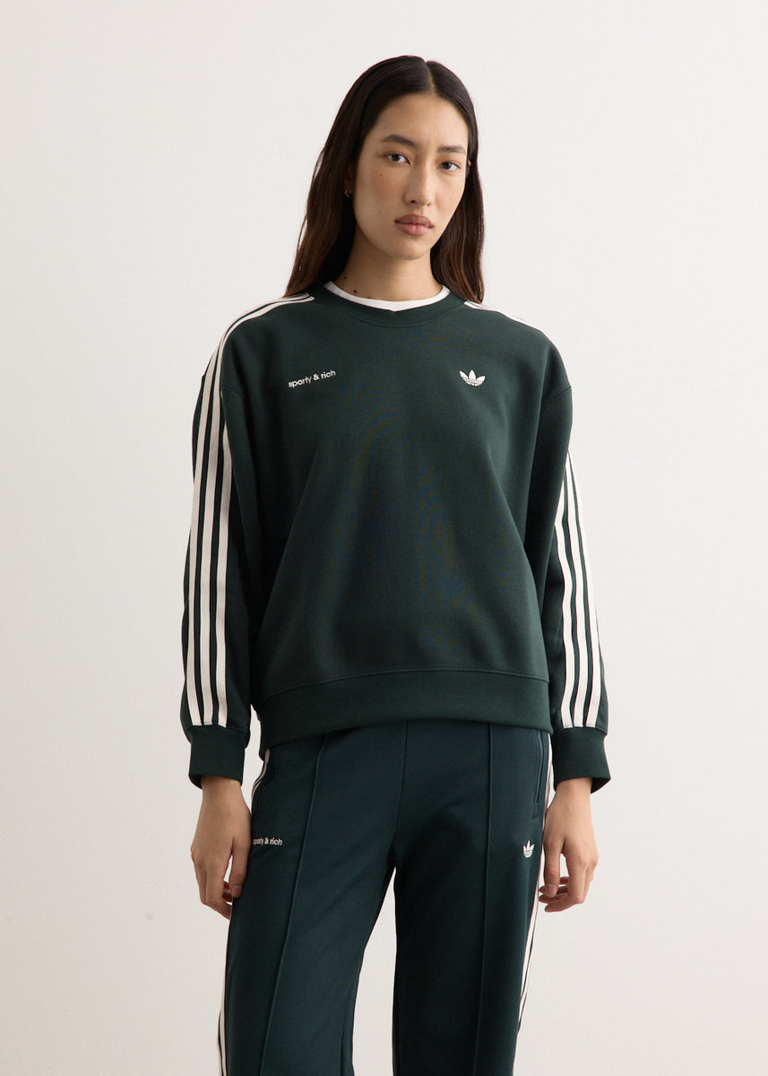 新品XS Adidas sporty &amp; rich スウェット JN5320 adidas SPORTY & RICH SWEATSHIRT シャドーグリーン（アディダス