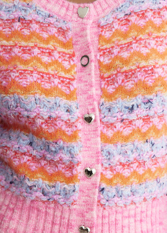 Stripe Poodle Knit Cardigan