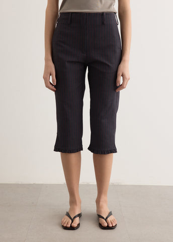 Stretch Stripe Tailoring Capri Pants