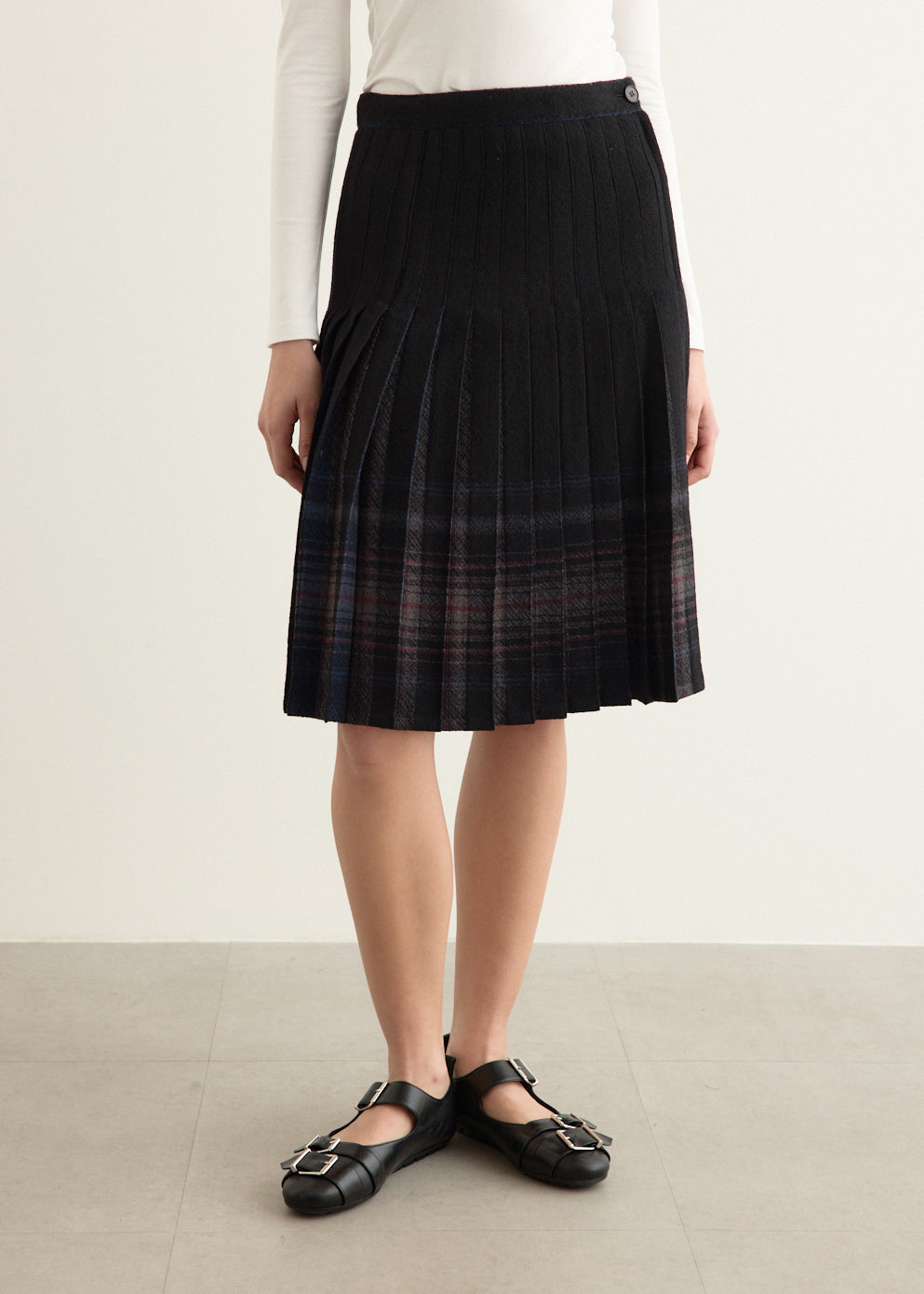 Reversible Wool Pleats Skirt