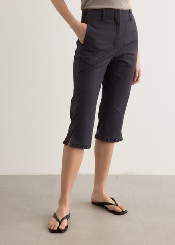 Stretch Stripe Tailoring Capri Pants