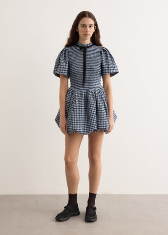 Seersucker Check Mini Smock Dress