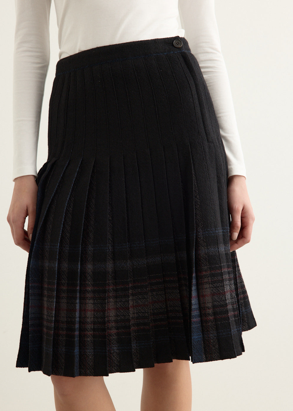 Reversible Wool Pleats Skirt