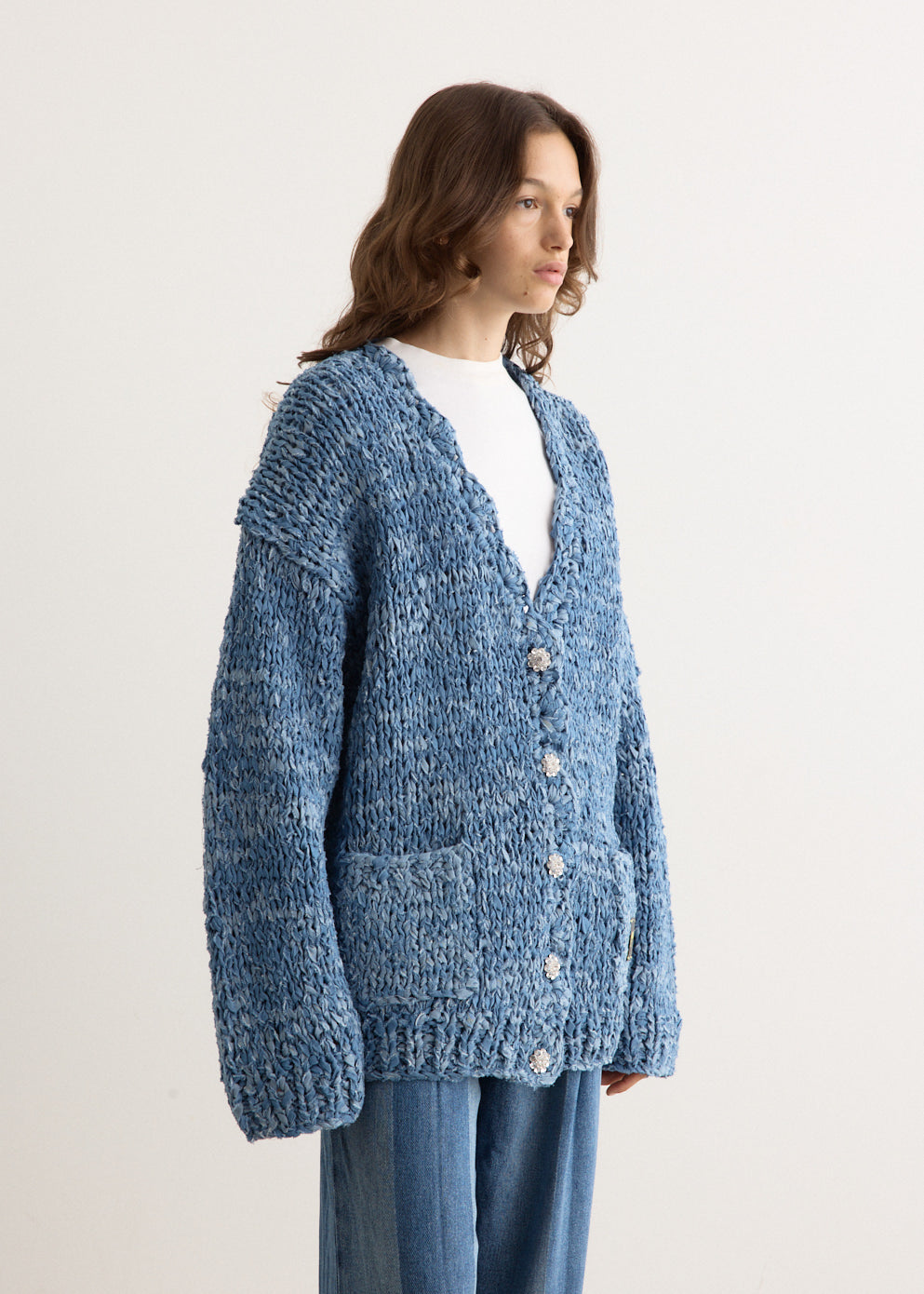 Denim Handknit Cardigan