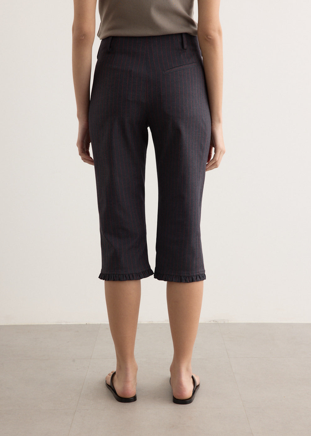 Stretch Stripe Tailoring Capri Pants