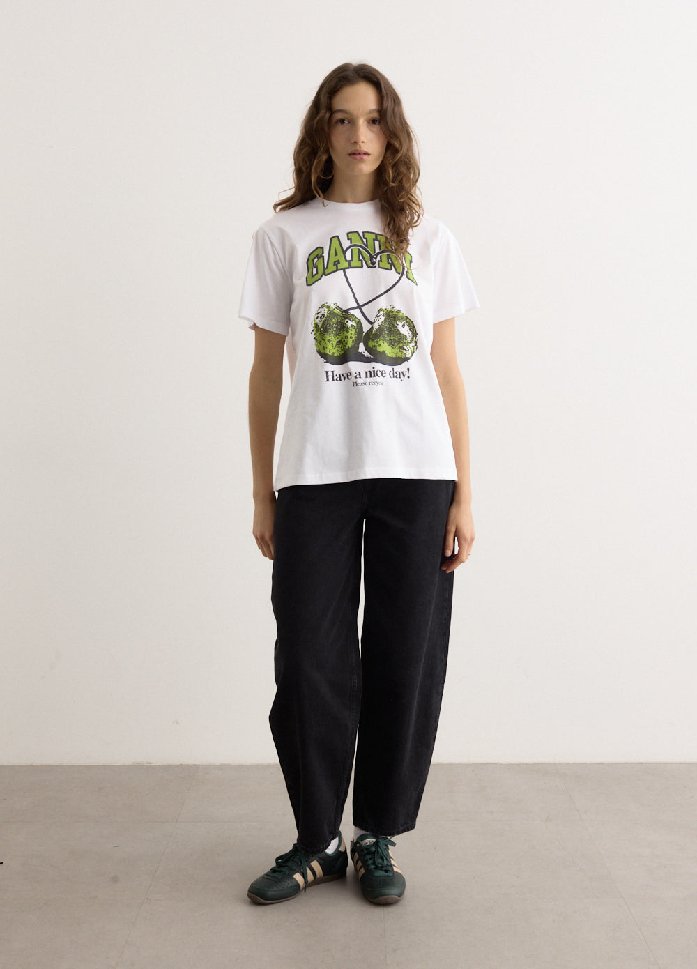 Ganni - Basic Jersey Cherry Relaxed T-Shirt - Tshirt print,Specials : American Fashion Style Bags On Sale Ganni - Basic Jersey Cherry Relaxed T-Shirt - Tshirt print,Specials : American Fashion Style Bags On Sale