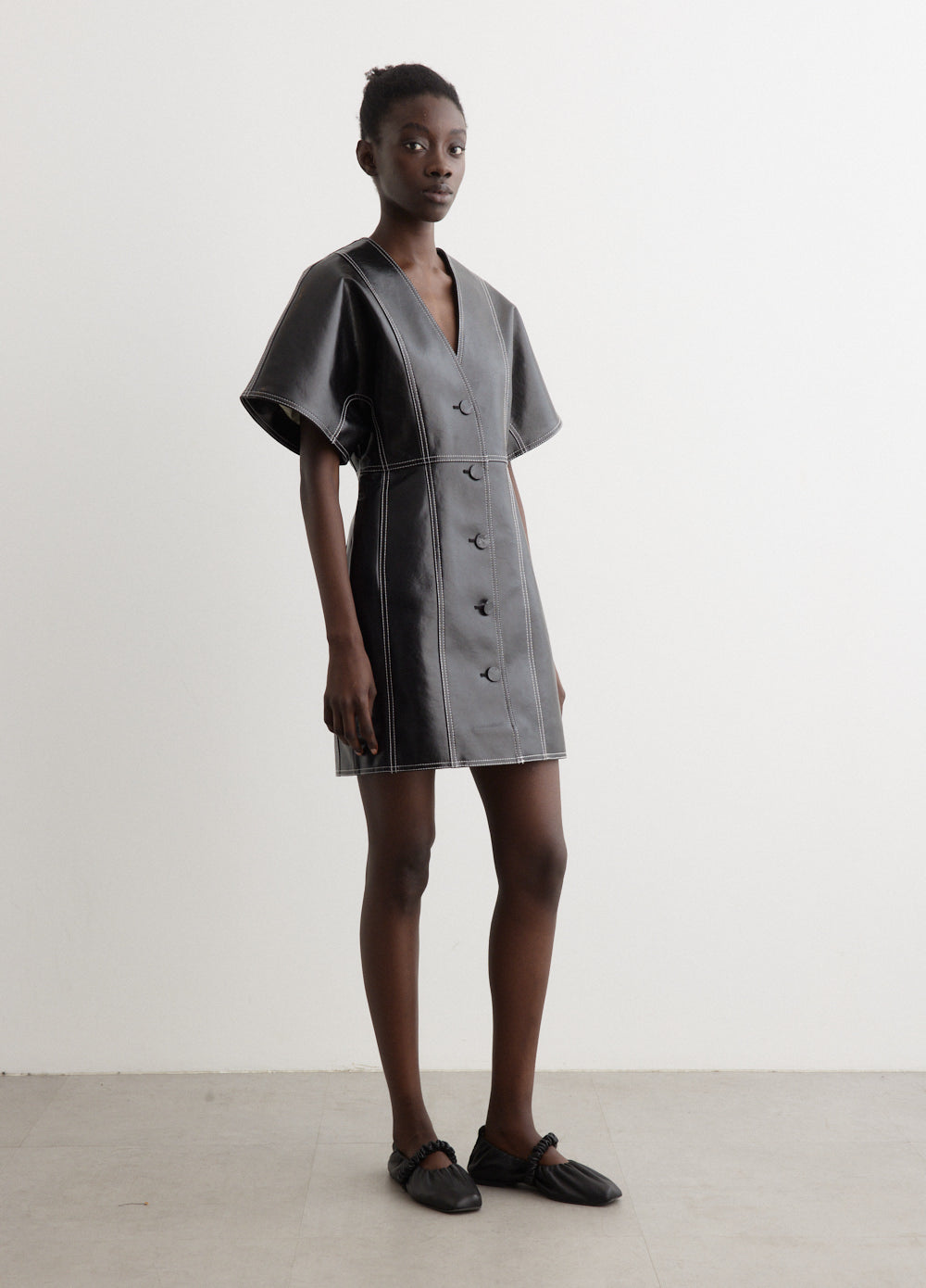 Future Coated Fitted Shaped Sleeve Mini Dress