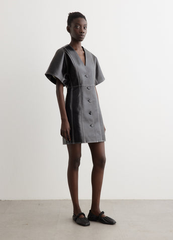Future Coated Fitted Shaped Sleeve Mini Dress
