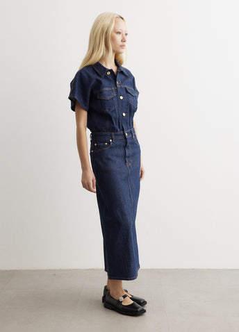 Rinse Stitch Denim Midi Dress