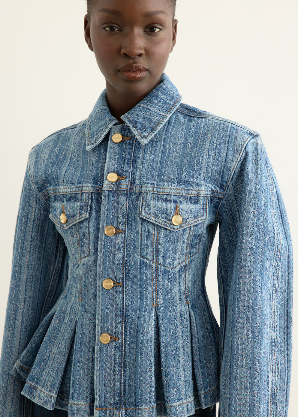 Structured Denim Fitted Jacket