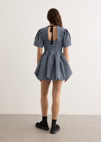 Seersucker Check Mini Smock Dress