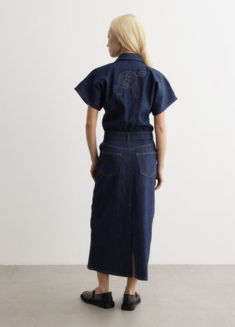 Rinse Stitch Denim Midi Dress