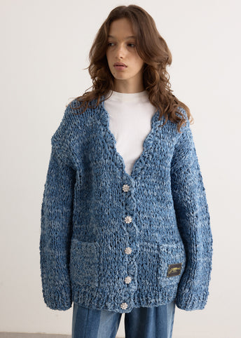 Denim Handknit Cardigan